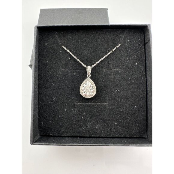 Pear Cut Natural Diamond Pendant Necklace - Picture 15 of 15